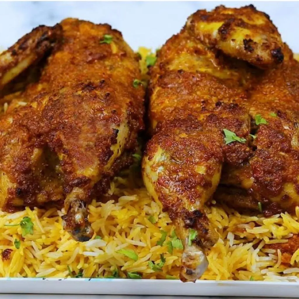 Fried Grill Chicken With Rice -  Quarter